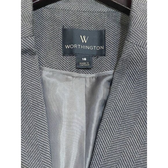WORTHINGTON Women's Blazer Jacket Shoulder Pads No Pockets Button Size 16 - Picture 3 of 8